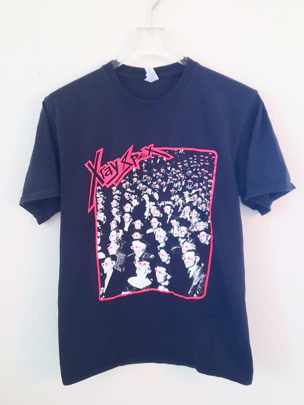 X-Ray Spex Black Band Tee with Pink Graphic